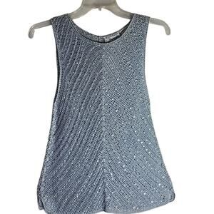 Crocheted Sequined Knitted Tank Top Medium Office Formal Wedding Party Chic